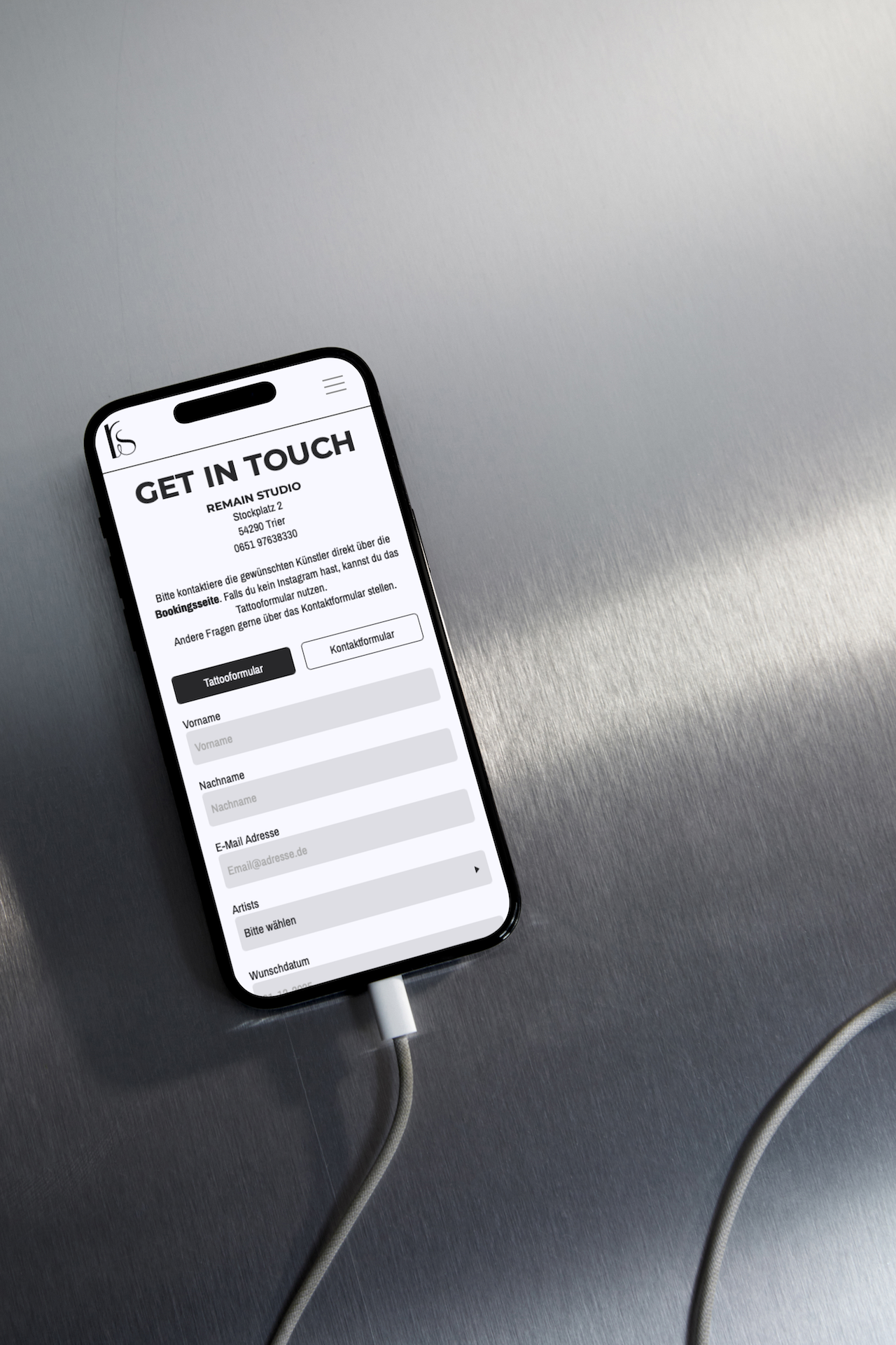 Bild von mobiler KontaktSeite